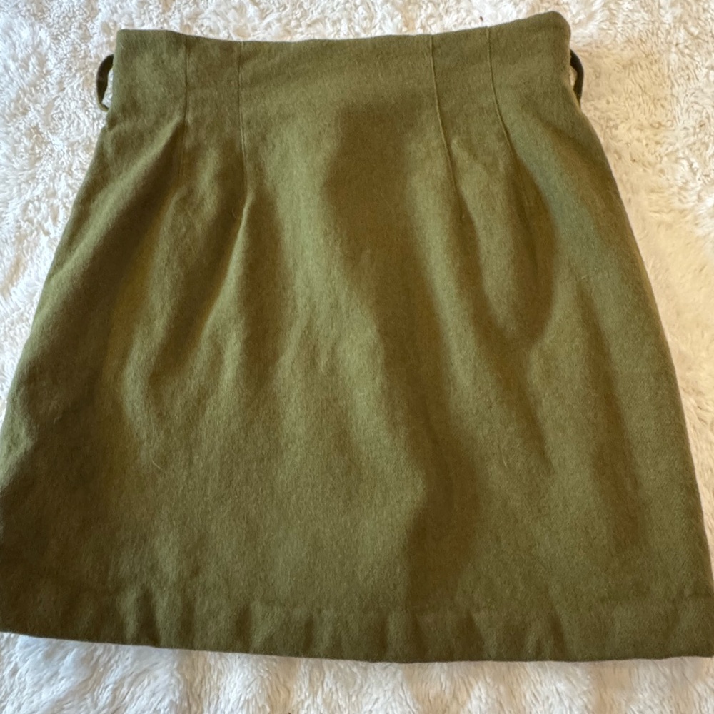 Olive Green Women’s A-Line Wool Blend Skirt see measurements